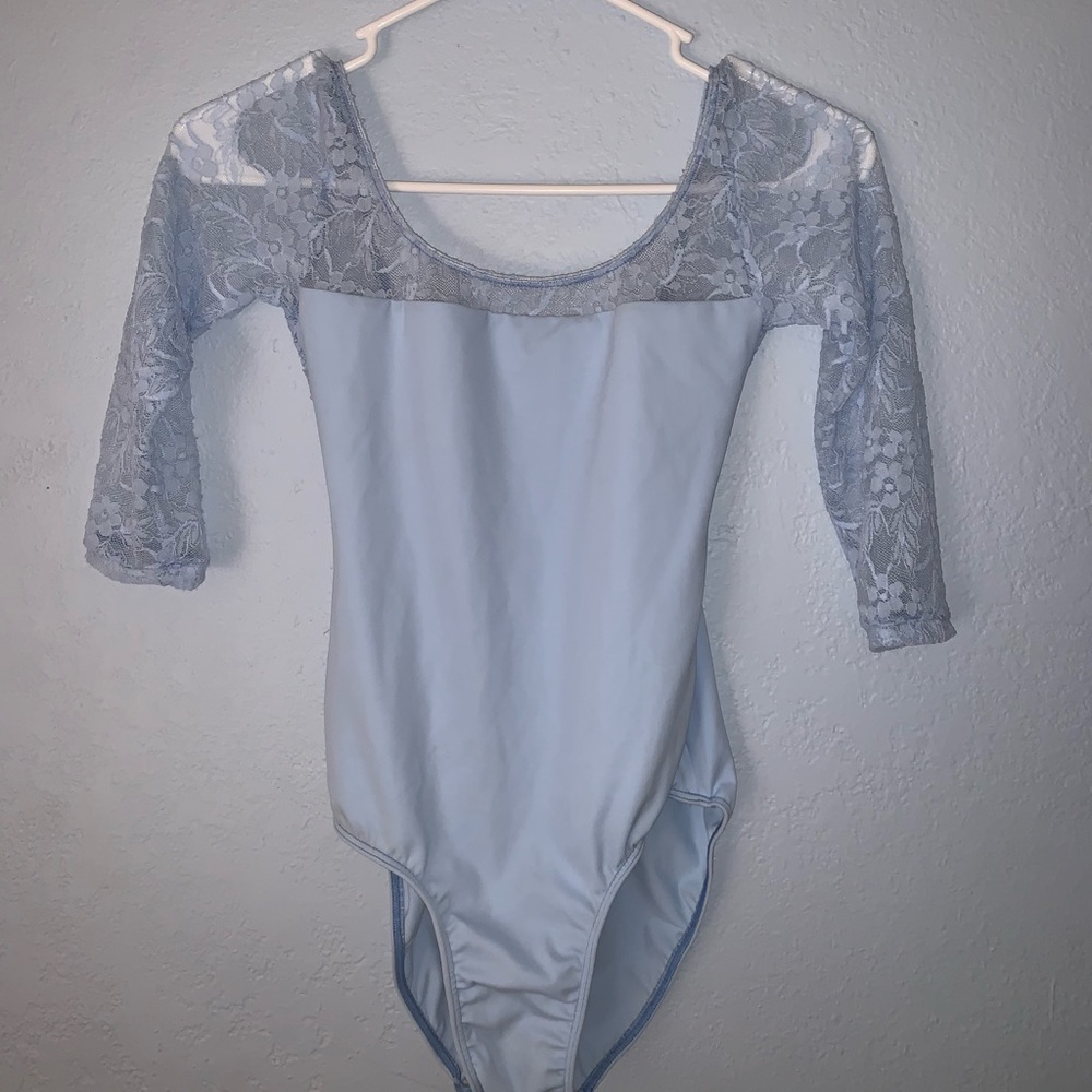 Baby blue lace leotard from classindancewear